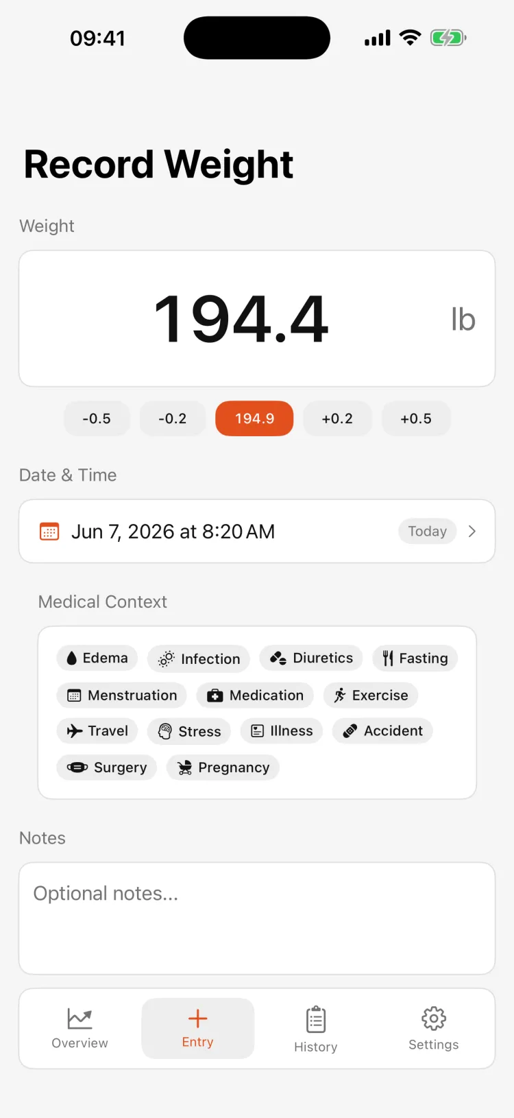 Record weight with medical tags